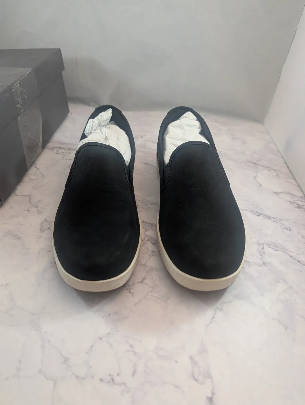 ABEO Encore Black Nubuck Leather Suede Slip On Comfort Sneakers 8.5 Neutral